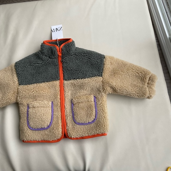Zara Kids Faux Shearling Jacket 12-18 month and 18-24 months - Picture 2 of 16